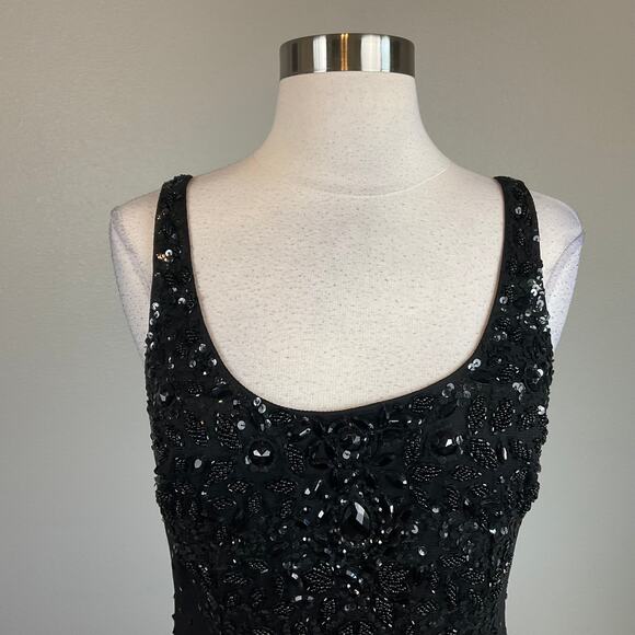 Adrianna Papell Sequined Mini Sheath Cocktail Dress Black Size 8 Sleeveless - Picture 5 of 11